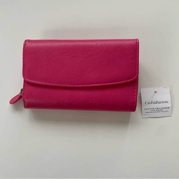 Croft & Barrow Hot Pink Safe Keeper RFID-Blocking Wallet Clutch, New with Tags! - Picture 1 of 9